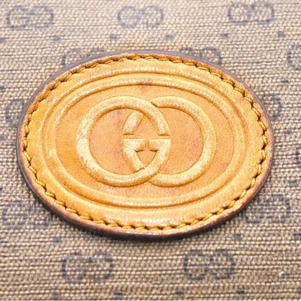GUCCI Micro GG Vintage PVC Leather Shoulder Hand Tote Bag Brown​​​